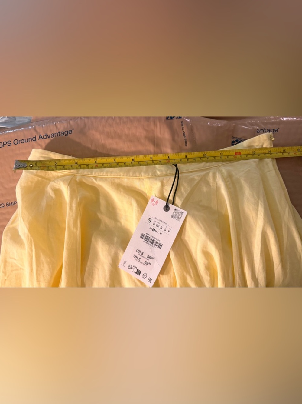 Zara Yellow A-Line Midi Skirt NWT - Picture 5 of 5